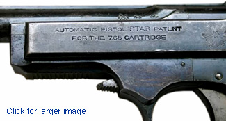 Star trade name and line-logo mark on a Model 1920 pistol