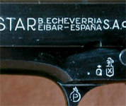 Sample proofmarks hilited on a Star model S